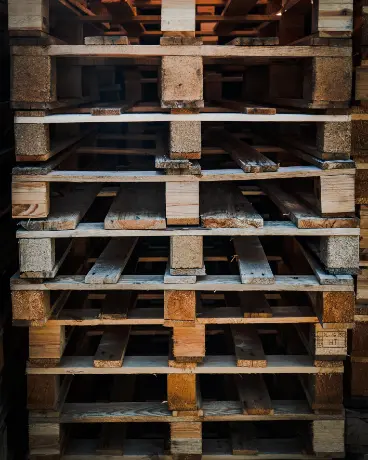 close up of a stack of pallets